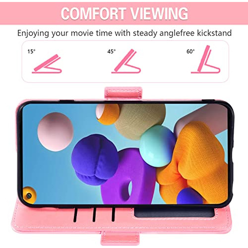 Funda Cartera Para Samsung Galaxy A21s Rosa Dorado Plastico