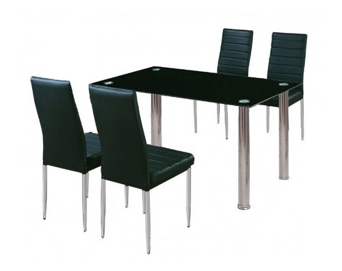 Set De Comedor De Mesa De Cristal 1.50 Y 4 Sillas Elegantes 