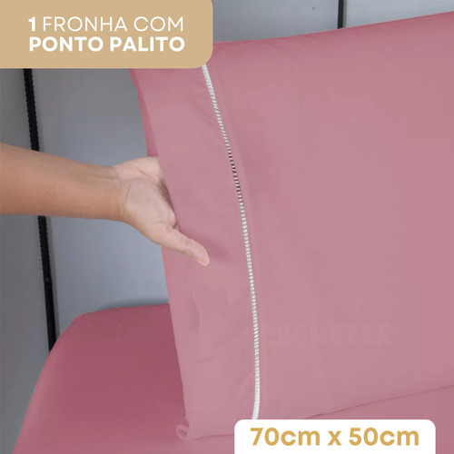 Lençol Solteiro Padrão Com Fronha Ponto Palito 400 Fios Toque Suave Macio C/ Elástico 2 Peças Rose