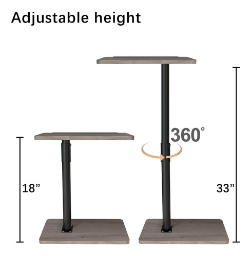 Mesa Auxiliar Ajustable Para Sofá Y Cama Con Ranura Para Tel Gris