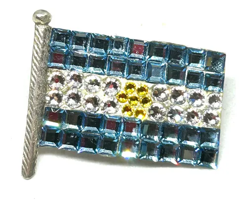 Bandera Cristal Swa Argentina Plata Grande Prendedor