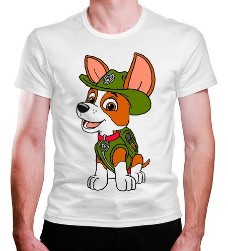 Camiseta Masculina Patrulha  Canina  Tracker  Fofo  Sentado