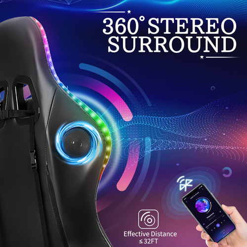 Silla De Juegos Ergonómica Con Altavoces Bluetooth Y Luces L