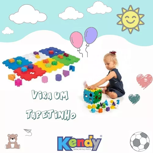 Cubo Didático Jogo De Encaixe As Peças Crianças Bebe 1 Ano - Kendy