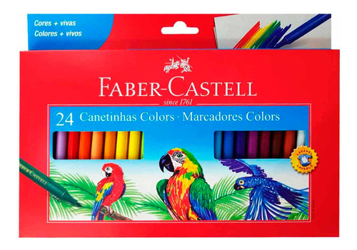 Canetinhas 24 Cores Colorir Faber Castell Hidrocor Pintar