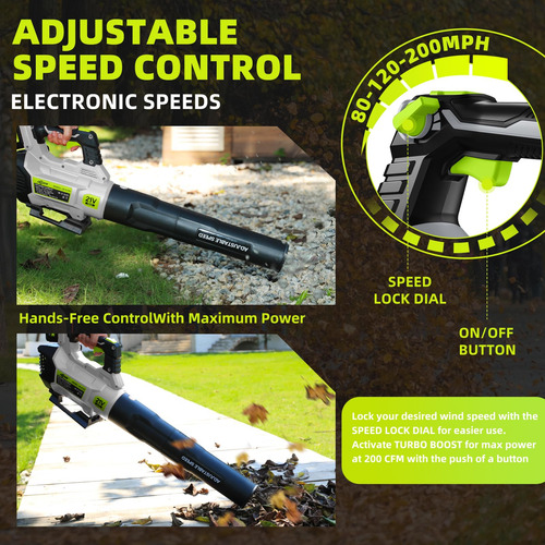 Leaf Blower Decerk Elétrico Sem Fio De 21 V Com 2 Baterias D
