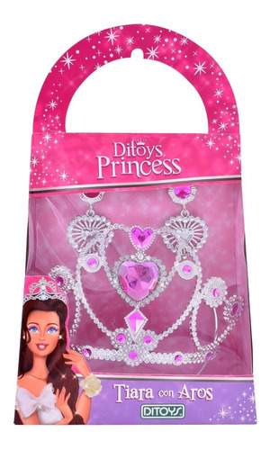 Princesas Tiara Con Aros Rosa Original 2195 Ditoys 