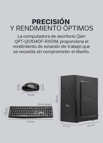 Pc Qian Intel I5 10400f 8gb 1tb Ssd 850w Teclado/mouse