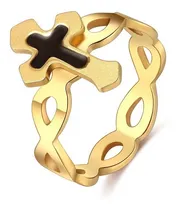 Comprar Anillo Acero Inoxidable Argolla Color Oro Cruz Para Mujer