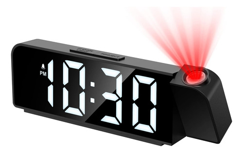 Reloj Despertador Led Con Proyección 180° Y Usb