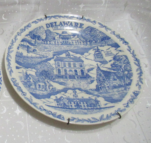 Plato Decorativo Delaware 1st State 1787 Loza Esmaltada Usa