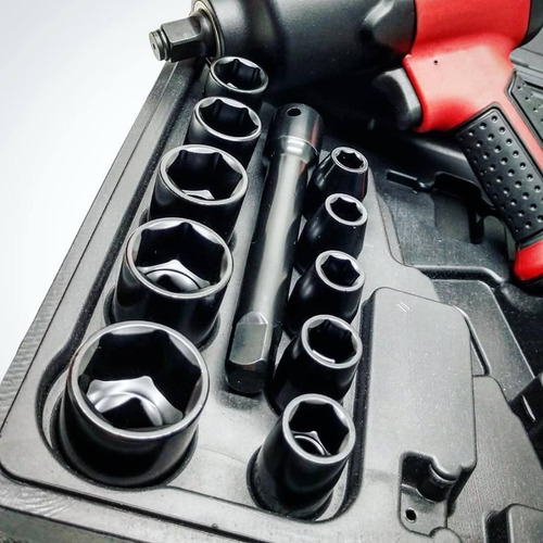 Chave Parafusadeira Pneumática Eixo De 1/2 69kgf + Kit