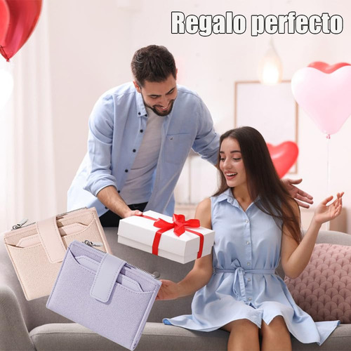 Cartera Para Mujer Con Bloqueo Rfid, Billetera Bifold Con
