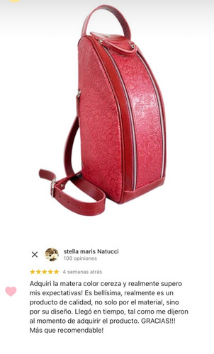 Mochila Matera Floreada 100% Cuero Vacuno Curtido Vegetal