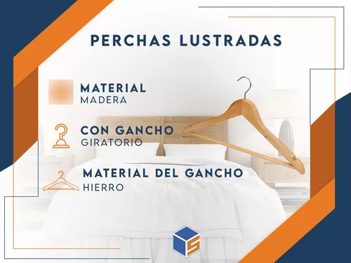 Pack X10 Perchas De Madera Lustrada Y Gancho Calidad Premium