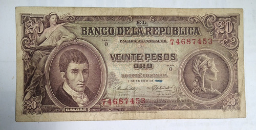 Billete De 20 Pesos Año 1965, Estado 6