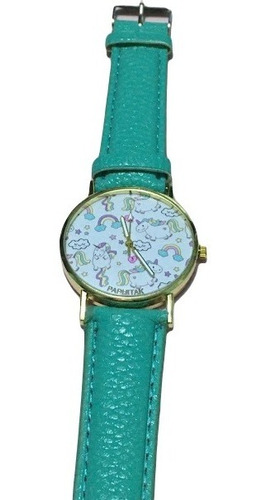Reloj Unicornio Kawai Aqua Azul Verde Pulsera