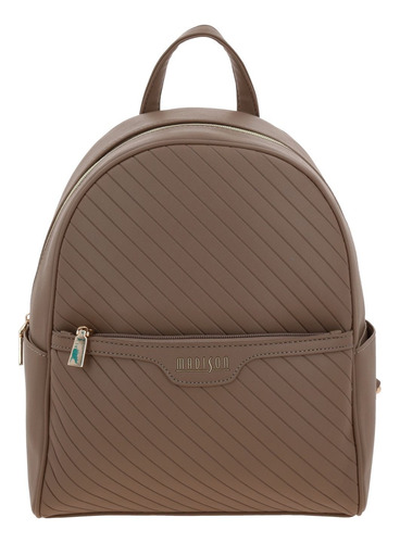 Mochila Backpack Madison Chenson Player Para Dama Juvenil Marrón Claro Liso