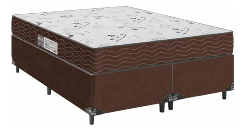 Cama Box Queen Bipartido + Colchão D33 One Face - Marrom