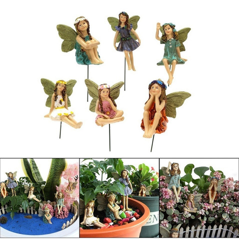 Set De 6 Figuras De Adorno De Jardín De Hadas