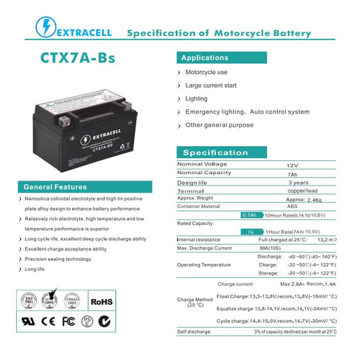 Bateria Guangyang Motor 125 Hj125t,-3,8,b,d,2d - (ytx7a-bs)