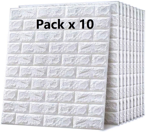 Revestimiento Pared Adhesivo Piedra Blanco Pack X 10 Placas
