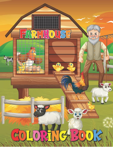 Libro: Farmhouse Coloring Book: Easy Country Farm Scenes Wit