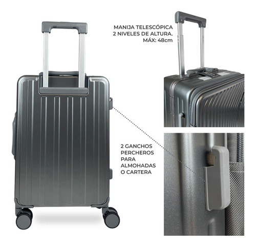 Valija Carry On Cabina Avion Equipaje De Mano 20 Rígida 8032 Gris