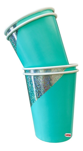 Vasos Descartables Polipapel Verde Holo Plateado X 6 - Cc