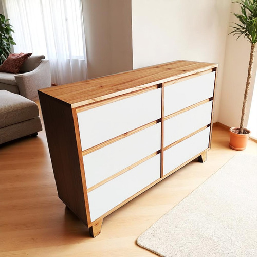 Comoda Cajonera 6 Cajones Paraiso Laqueado Semimate Paraiso/blanco