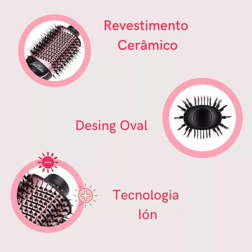 Escova Secadora Modeladora 1300w Bivolt - Fast Liss Ws 300 C Rosa