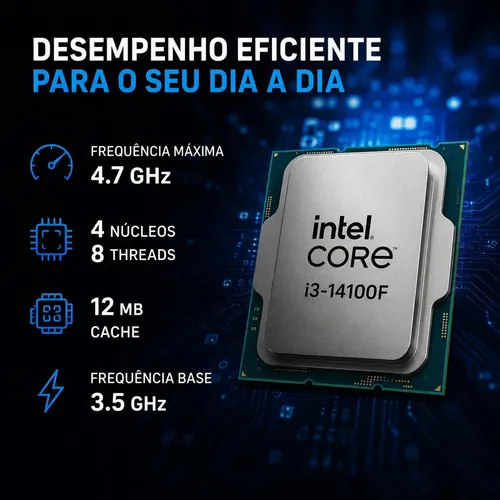 Processador Intel Core I3-14100f 12mb 3.5ghz 4.7ghz Lga 1700