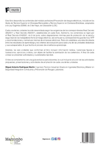 Prevención De Riesgos Eléctricos, De Miguel Antonio Rodríguez Martín. Editorial Alfaomega - Marcombo, Tapa Blanda, Edición 1 En Español, 2022