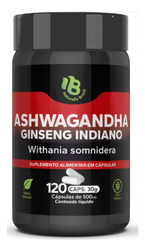 Ashwagandha Original Ginseng Indiano Puro 120 Cápsulas 500mg