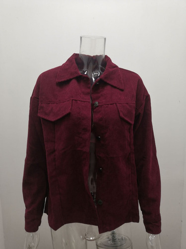 Chaqueta Cotelê Para Mujer Con Solapas Y Camiseta De Terciop