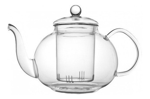 Imagen 2 de 6 de Tetera, Pava De Vidrio Con Infusor Y Tapa En Caja 800ml