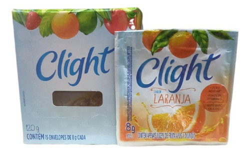 Caixinha Com 15 Unidades - Refresco Em Pó Clight Laranja 8g