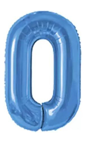 Balão De Número Metalizado Azul - Número 0 - 16' 40cm - Ref.