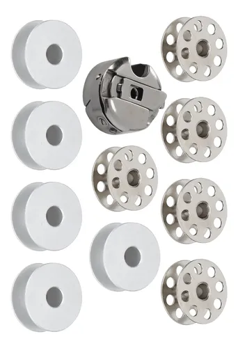 Cubeta De Gancho + Bobinas Para Máquinas De Coser Juki, Consew - Pack Con 10 Bobinas, Modelo Pequeño