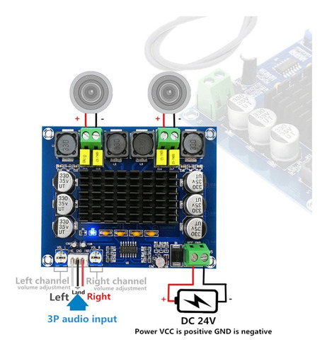 Imagen 3 de 8 de Modulo Amplificador De Audio Estereo 2 X 100w Clase D Tpa3116d2