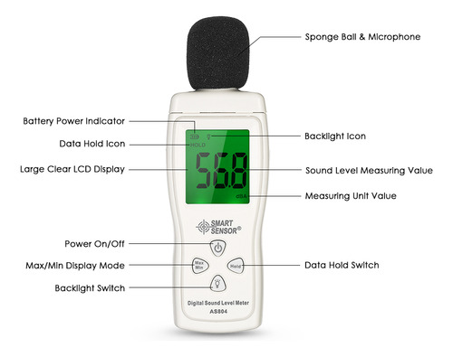 Sensor Inteligente Mini Medidor De Nivel De Sonido Digital P