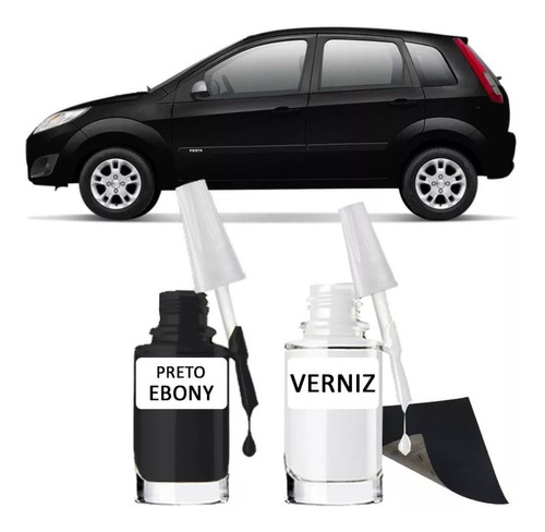Tinta Tira Risco Automotivo Ford Fiesta Rocam Preto Ebony