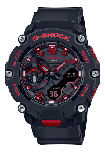 Reloj Casio G Shock Ga-2200bnr-1a Local Barrio Belgrano Color de la malla Negro Color del bisel Negro Color del fondo Negro