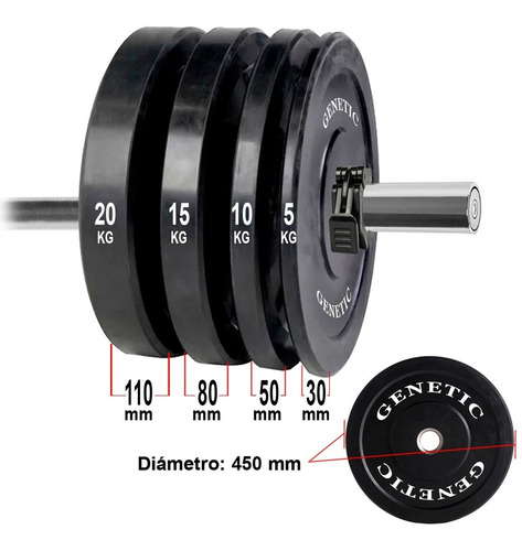 Disco Bumper Olímpico Goma 5kg Weightlifting Entreno Genetic
