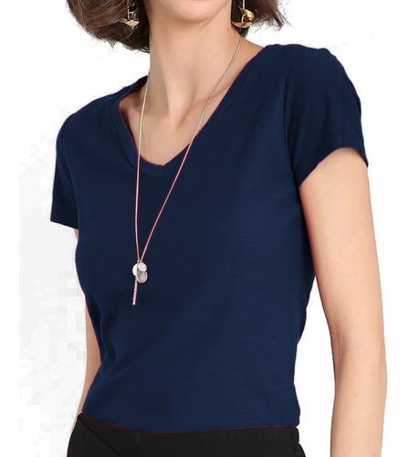 Blusa Camiseta Básica Feminina Malha Viscolycra Fresquinha