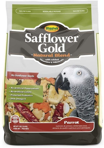 Higgins Safflower Gold Natural Food Mix For Parrots