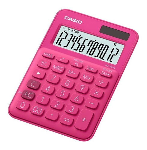 Imagen 1 de 1 de Calculadora 12 Dígitos Casio Ms-20uc Color Básico Escritorio Color Fucsia