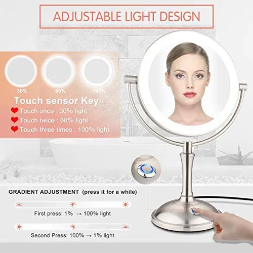 Amnoamno Espejo De Maquillaje Con Luz Led 10 Aumentos 78