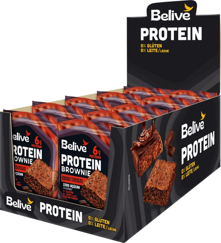10 Brownie Protein Double Chocolate 0%lact/açucar 40g Belive