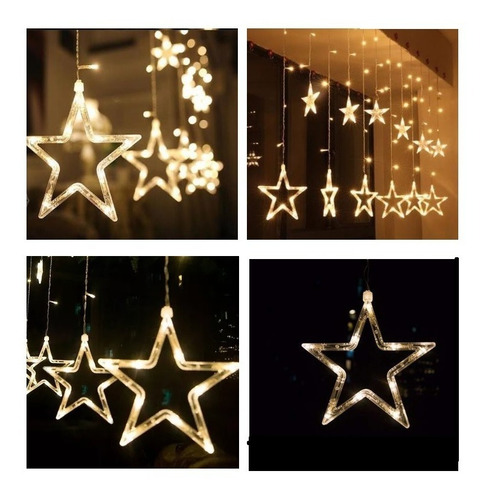 Imagen 1 de 1 de Serie Cortina Estrellas Cascada Luz Led Cálida 3m